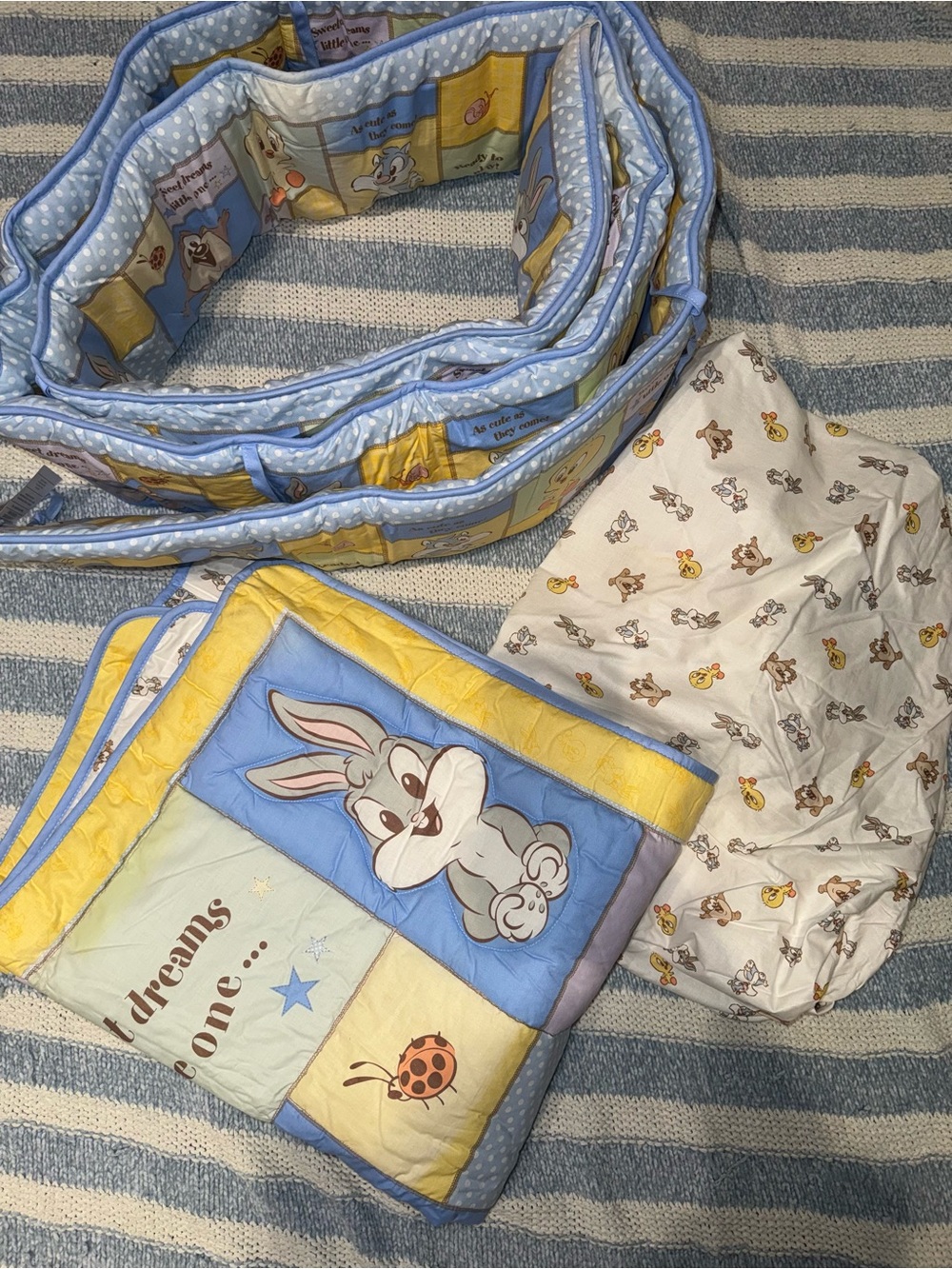 Warner Bros. Blue & Yellow Bunny Quilted Baby Bedding Set
